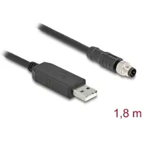 DeLOCK M8 Serial Connection Cable with FTDI chipset, USB 2.0 Type-A male to M8 RS-232 male A-coded 3 pin 1.8 m black