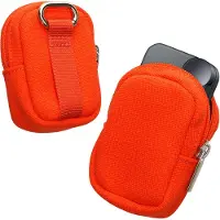 Kwmobile Oordopjes Tasje Compatibel met in-ear Headphones - In-Ear Case Met Draagring En Bevestigingslus - Nylon Mini Etui - oranje