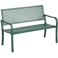 MODFU Tuinbank Voor 2 Personen - Ergonomisch Met Rugleuning En Armleuningen - Stalen Frame Met Poedercoating - Donkergroen - 127 X 63 X 83 Cm