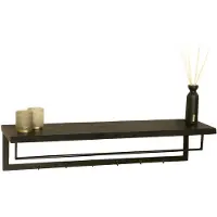 Lizzely Garden & Living Kapstok Dexter 100cm wandplank met 6 haken zwart wandkapstok mango hout muurdecoratie