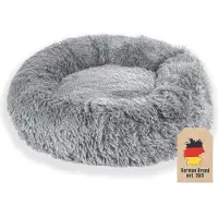 Intirilife pluche bed in lichtgrijs diameter 60 cm - Zacht rond antislip hondenbed kattenbed kussen comfortabele hondenbank kattenbank voor honden en katten