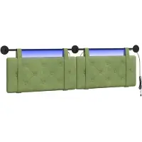 vidaXL Hangend hoofdbord Met LED-verlichting Lichtgroen Fluweel
