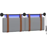 vidaXL Hangend hoofdbord Met LED-verlichting Lichtgrijs Antiek PU