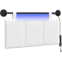 vidaXL Hangend hoofdbord Met LED-verlichting Wit Stof