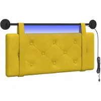 vidaXL Hangend hoofdbord Met LED-verlichting Geel Fluweel