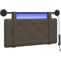 vidaXL Hangend hoofdbord Met LED-verlichting Grijs Kunstleer
