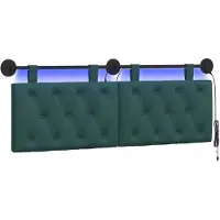 vidaXL Hangend hoofdbord Met LED-verlichting Donkergroen Stof
