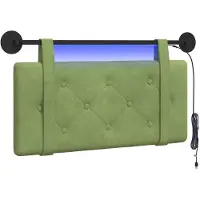 vidaXL Hangend hoofdbord Met LED-verlichting Lichtgroen Fluweel