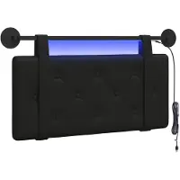 vidaXL Hangend hoofdbord Met LED-verlichting Zwart Kunstleer