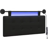 vidaXL Hangend hoofdbord Met LED-verlichting Zwart Kunstleer