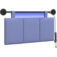 vidaXL Hangend hoofdbord Met LED-verlichting Jeans Blauw Stof