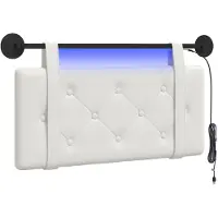 vidaXL Hangend hoofdbord Met LED-verlichting Wit Kunstleer