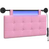 vidaXL Hangend hoofdbord Met LED-verlichting Roze Stof