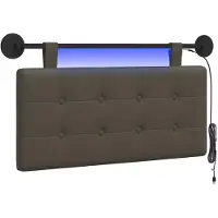 vidaXL Hangend hoofdbord Met LED-verlichting Grijs Kunstleer
