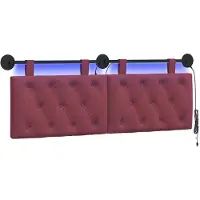vidaXL Hangend hoofdbord Met LED-verlichting Wijnrood Stof