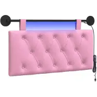 vidaXL Hangend hoofdbord Met LED-verlichting Roze Stof