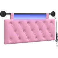 vidaXL Hangend hoofdbord Met LED-verlichting Roze Stof