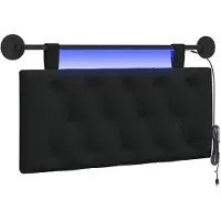 vidaXL Hangend hoofdbord Met LED-verlichting Zwart Stof