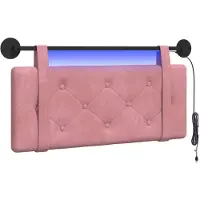 vidaXL Hangend hoofdbord Met LED-verlichting Roze Fluweel