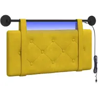 vidaXL Hangend hoofdbord Met LED-verlichting Geel Fluweel