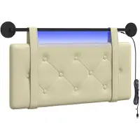 vidaXL Hangend hoofdbord Met LED-verlichting Crèmekleurig Kunstleer