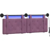 vidaXL Hangend hoofdbord Met LED-verlichting Paars Fluweel