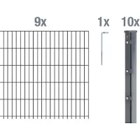 Alberts 679538 Dubbelstaafmathek als 20-delig complete hekset, antraciet, hoogte 243 cm, lengte 22,5 m
