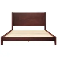 OKWISH Platformbed 160x200 cm - Met Hoofdbord En Lattenbodem - Tijdloos Ontwerp - Zonder Matras - Houtlook - Bruin
