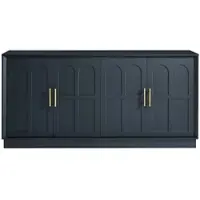 MODFU - Dressoir Met Opbergruimte - Gebogen Front - Modern - Voor Woonkamer Of Keuken - MDF - Zwart - 169 Cm
