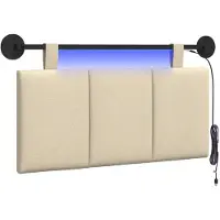 vidaXL Hangend hoofdbord Met LED-verlichting Crèmekleurig Stof
