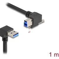 DeLOCK USB 5 Gbps Cable USB Type-A male 90° downwards angled to USB Type-B male with screw 90° right angled 1 m black