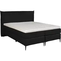 Mörgenn Boxspring LEUK met Luxe Hoofdbord met bies - Pocketvering - Bio Katoen Topper - Lichtgrijs - 140x200 cm - Inclusief Dekbed en Kussens