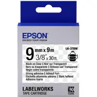 Epson LK-3TBW extra klevende tape zwart op transparant 9 mm (origineel)
