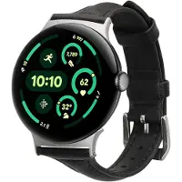 Kwmobile lederen horlogebandje geschikt voor Google Pixel Watch 3 45mm / Watch 4 45mm polsband - Echt leren smartwatch bandje - Activity tracker horloge band in zwart