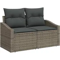 vidaXL Tuinbank Set 8 st 7-Aantal zitplaatsen Grijs Poly rattan