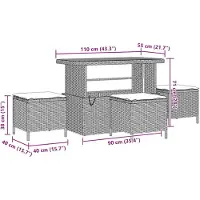 vidaXL Tuinbank Set 9 st 8-zits Zwart Poly rattan