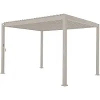 Mirador Deluxe terrasoverkapping - 300 x 400 cm - lichtgrijs - Luxe / Vrijstaande / Aluminium lamellen overkapping - Tuinprieel / Carport / Veranda / Pergola