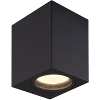 PRIOS - Wandlamp buiten - 1licht - Aluminium, glas - H: 10 cm - GU10 - zwart