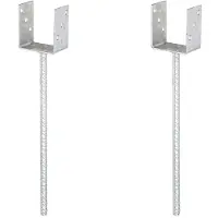 Alberts 2 x U-paaldrager, Riffelstahl-betonanker, 121x121 mm, betonanker 400 mm, thermisch verzinkt, voor inbetonneren