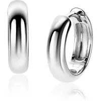 Zinzi 15mm zilveren oorringen met gladde ronde buis van 4mm breed en luxe klapsluiting ZIO2565