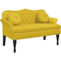 vidaXL Bankje met kussens 120,5x65x75 cm fluweel geel