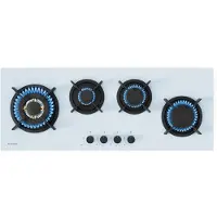 Klarstein Goldflame 4 Slim gaskookplaat, 4 messing branders, 3,4 kW, 2,4 kW, 1,8 kW, 1 kW, SnapJet-ontsteking, vlamuitvalbeveiliging, vloeibaar en aardgas, wit, incl. slang en drukregelaar