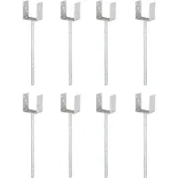 Alberts 8 x U-paaldrager, Riffelstahl-betonanker, 121x121 mm, betonanker 400 mm, thermisch verzinkt, voor inbetonneren