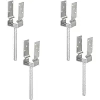 Alberts 4 x U-paaldrager voor inbetonneren, Riffelstahl-betonanker, 71x71 mm, thermisch verzinkt