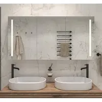 Schaere - Aluminium Badkamer Spiegelkast - Directe Verlichting - Spiegel Verwarming - Stopcontact - USB en Sensor Schakelaar - 140×70 cm