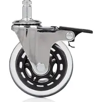Hjh OFFICE 5x ROLO SKATE 11mm/75mm met handrem | Harde bodem - Bureaustoelwielen Zilver / Transparant