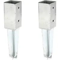Alberts 2 x Bodenhülse voor vierkante houten palen, 71x71 mm, thermisch verzinkt, voor inbetonneren, lengte 350 mm