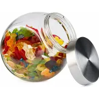 Assheuer & Pott Voorraadpot met deksel (B)125 x (D)190 x (H)180 mm Glazen bol met schroefdeksel van roestvrij..., Opbergblikken, Transparant