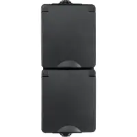 ION Industries Opbouw Stopcontact 2-voudig | Verticaal | IP55 | Zwart
