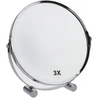 Gerimport Opmaakspiegel 18cm Glas/Staal Zilver 3x Vergrotend - Make up - Spiegel - Vergrotend - Badkamer - Toilet - Cosmeticaspiegel